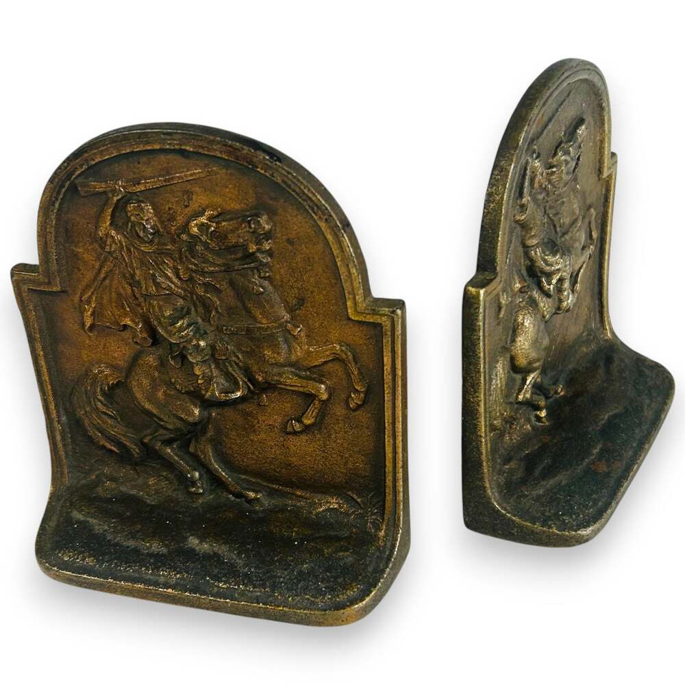 Hubley Bookends #314 Cast Iron Arabian Warrior Brass